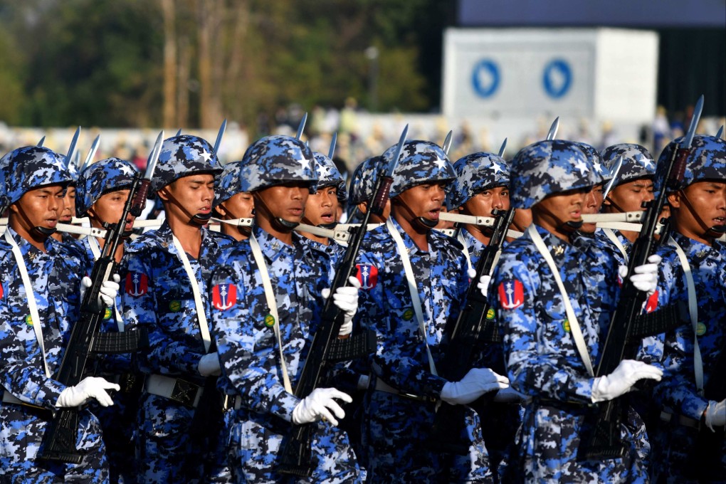 Members of the Myanmar military during a parade to mark the country’s Independence Day in Naypyidaw on January 4, 2023. Photo: AFP