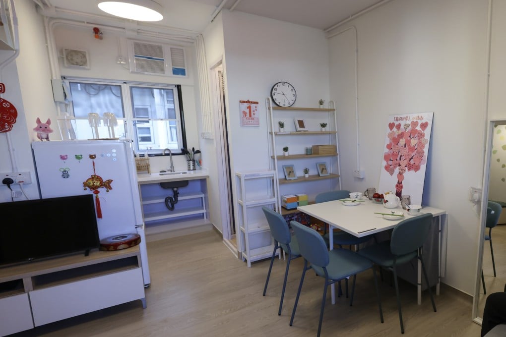 A mock-up of a 330 sq ft temporary public flat under the “light public housing” scheme. Photo: May Tse