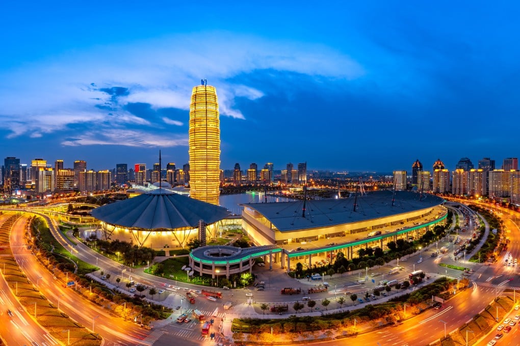 A bird’s-eye view at night of the central business district in Zhengzhou, capital of central China’s Henan province. Photo: Shutterstock