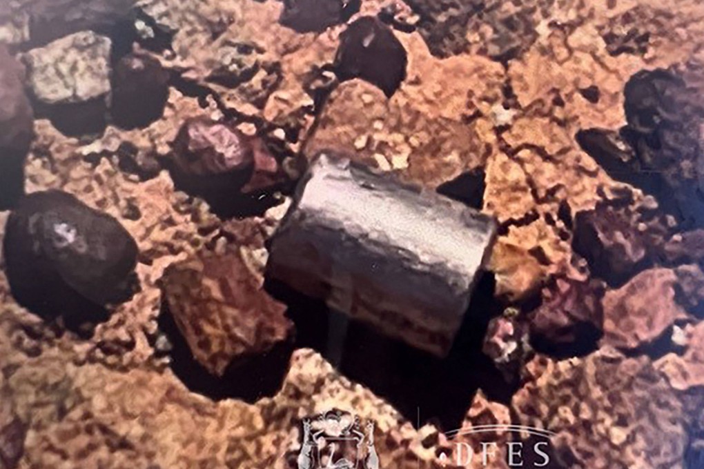 A radioactive capsule, about the size of a pea, found by authorities searching along a desert highway in Western Australia. Photo: via AFP