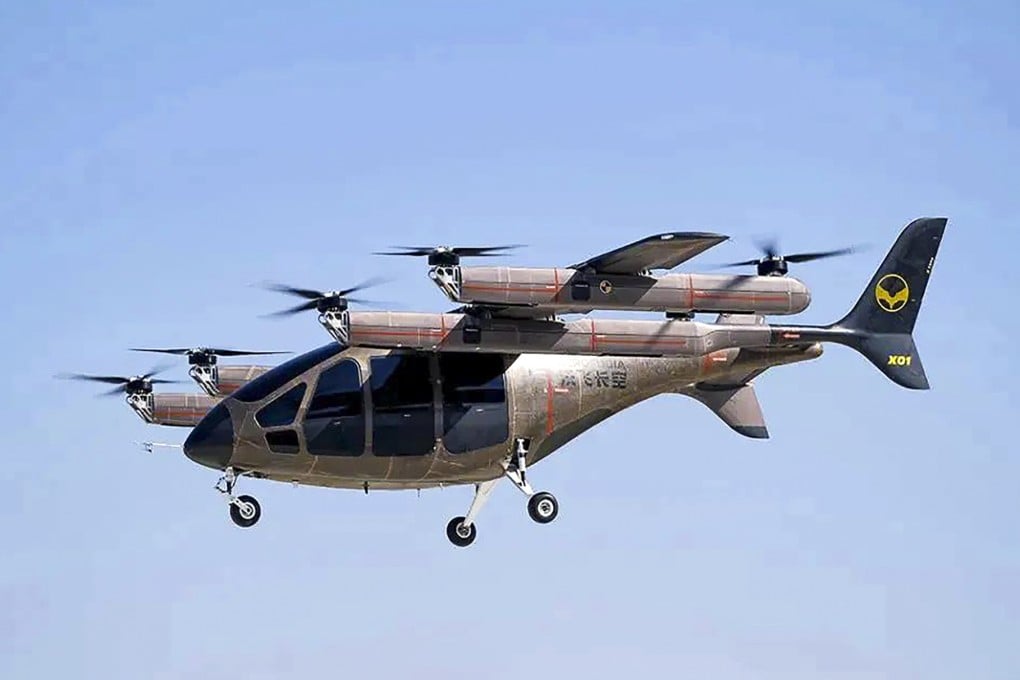 The AE200-series electric vertical take-off and landing vehicle from Aerofugia, the flying car subsidiary of Zhejiang Geely Holding Group, successfully completed its test flight on January 30, 2023. Photo: Weibo