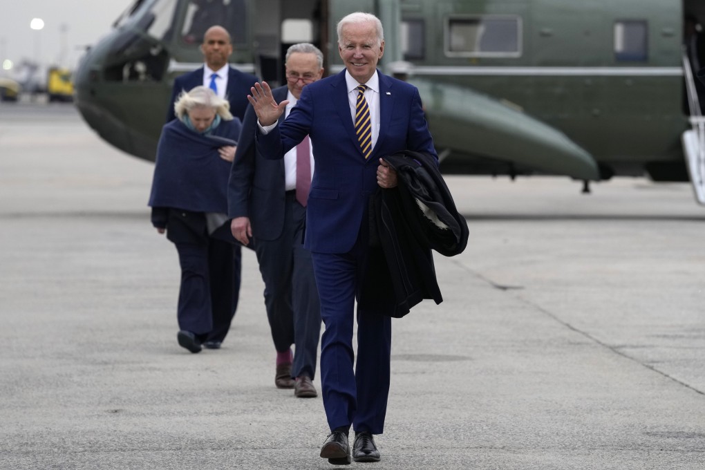 US President Joe Biden walks to board Air Force One at John F. Kennedy International Airport in New York on Tuesday. Photo: AP