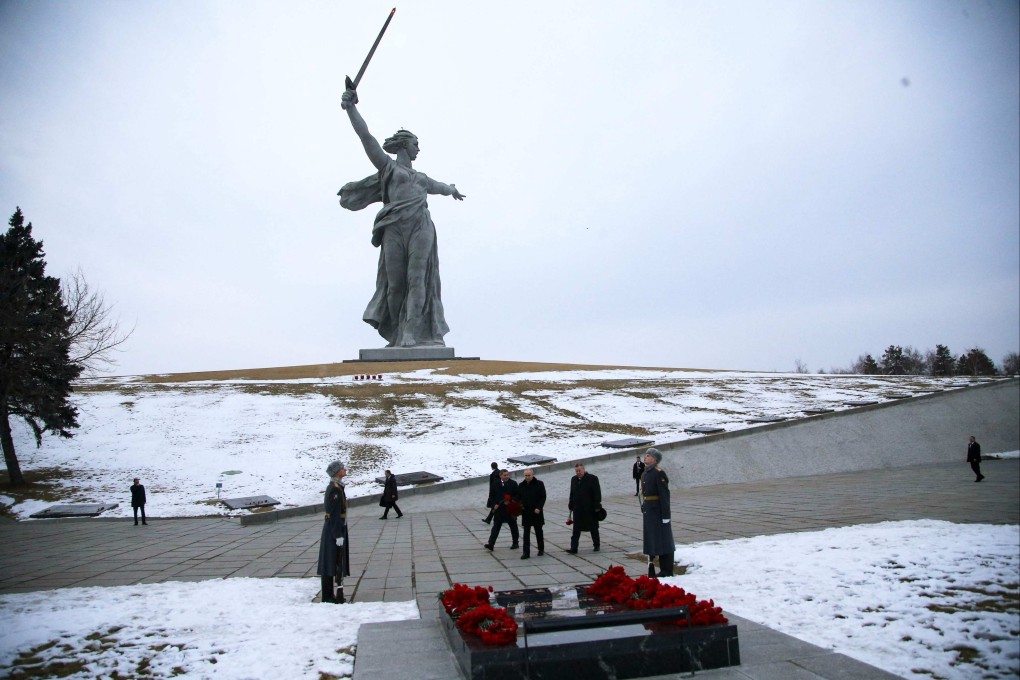 Russian President Vladimir Putin visits the Mamayev Kurgan Memorial complex in Volgograd during commemorations for the 80th anniversary of the Soviet victory at the Battle of Stalingrad during WWII. Photo: AFP