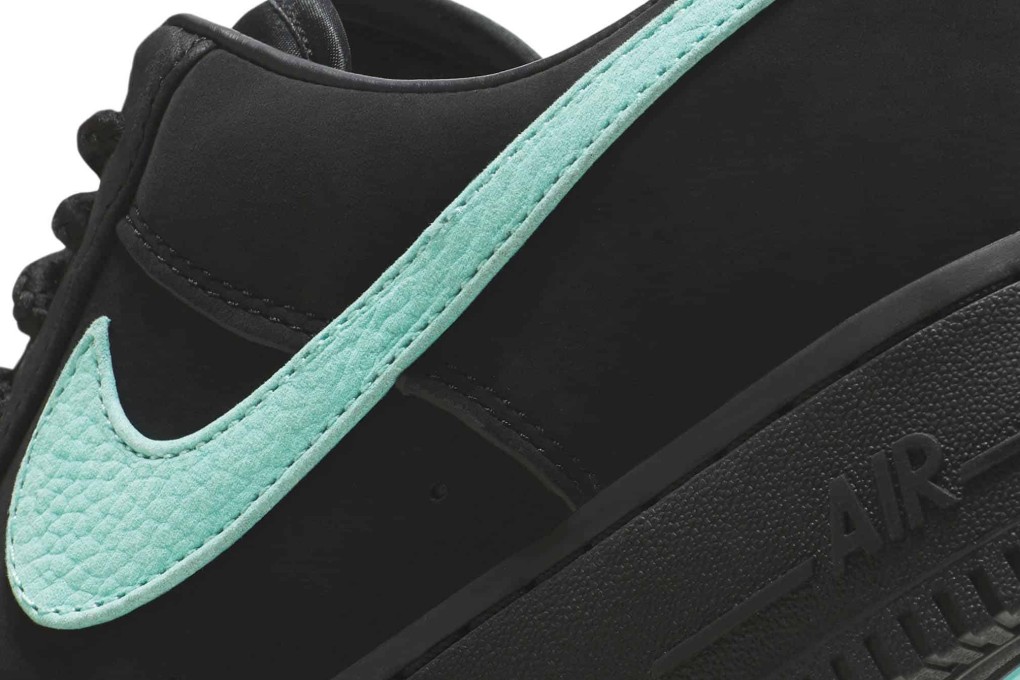 The Tiffany & Co. x Nike Air Force 1 Low “1837”, with the sportswear brand’s swoosh in the shade of pale blue associated with the fine jewellery brand. The shoes will go on sale on March 7 for US$400. Photo: Nike