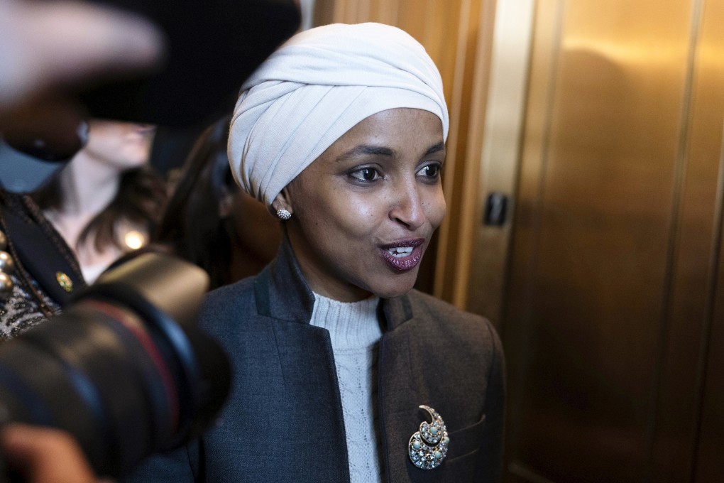 US congresswoman Ilhan Omar leaves the House chamber at the Capitol in Washington on Thursday. Photo: AP