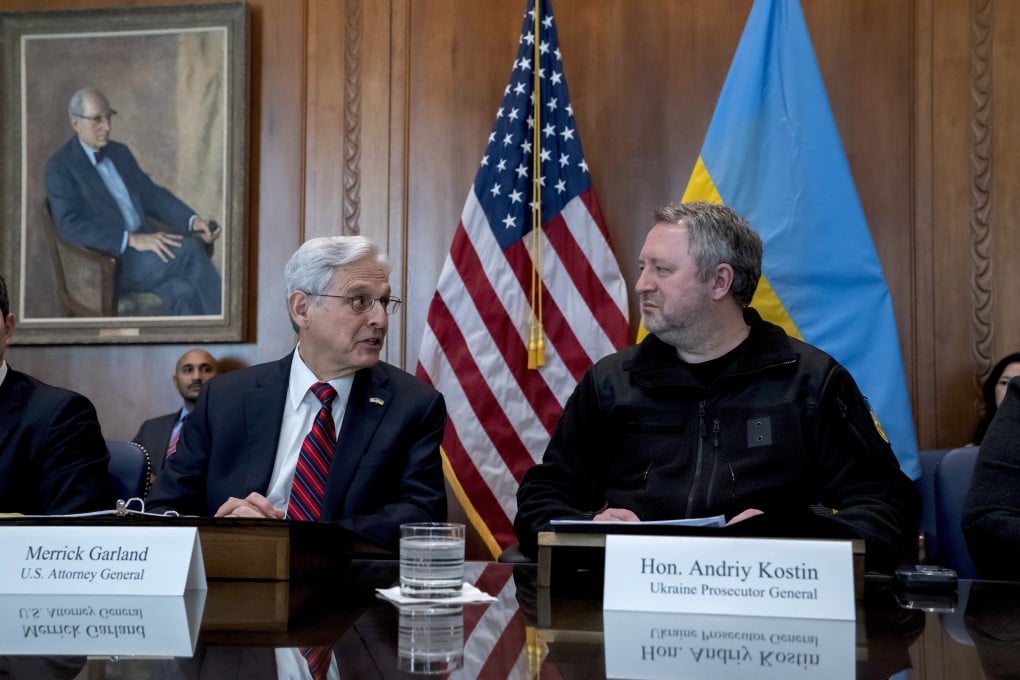 US Attorney General Merrick Garland (left) with Ukrainian Prosecutor General Andriy Kostin in Washington on Friday. Photo: AP