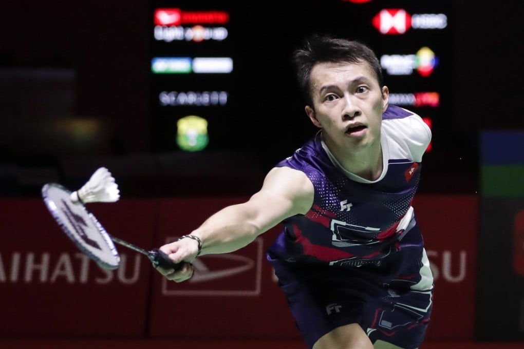 epa10433744 Ng Ka Long Angus of Hong Kong in action during his men’s singles quarterfinal match against Kanta Tsuneyama of Japan at the Daihatsu Indonesia Masters 2023 Badminton Tournament in Jakarta, Indonesia, 27 January 2023. EPA-EFE/MAST IRHAM