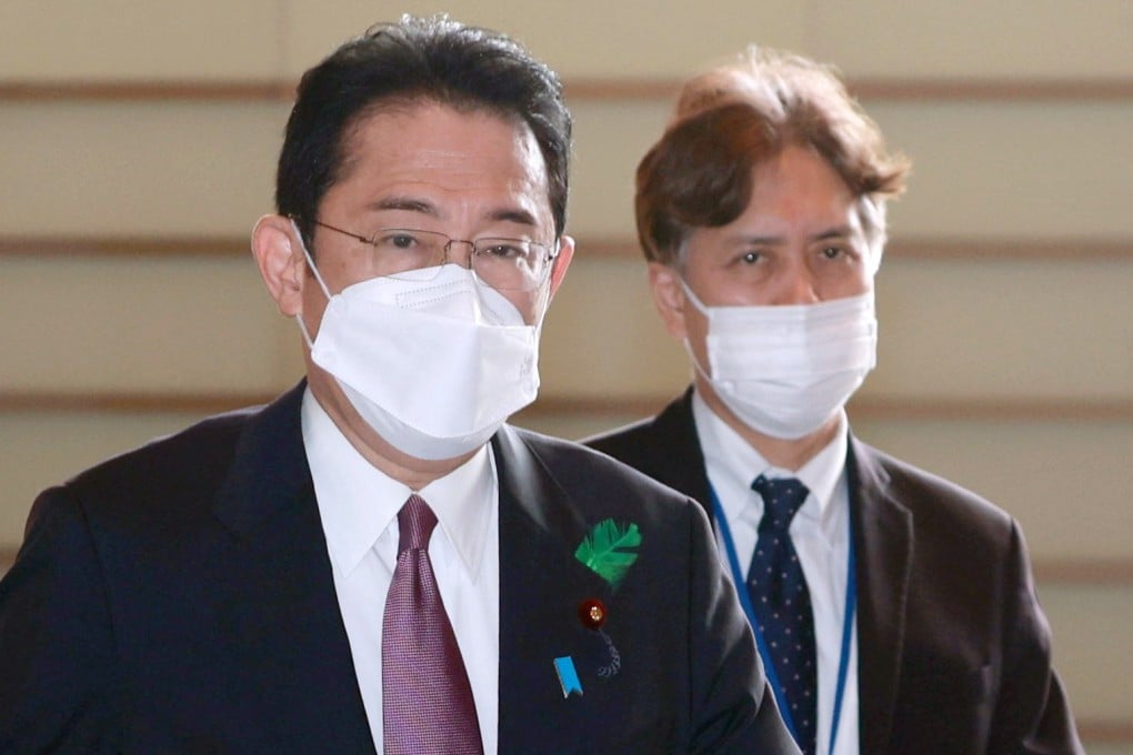 Japanese Prime Minister Fumio Kishida (L) with executive secretary Masayoshi Arai in April. Arai has been sacked for anti-LGBT remarks, the latest in a string of high-profile government scandals. Photo: EPA-EFE