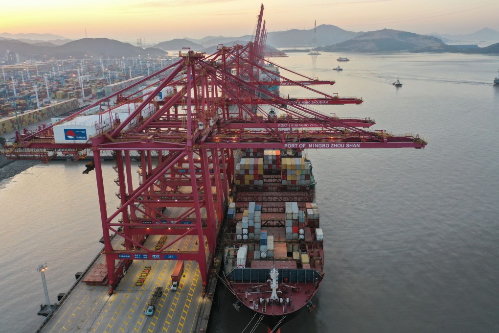 A cargo ship docks at China’s busiest port, the Port of Ningbo Zhoushan in Zhejiang province, earlier this month. Photo: Xinhua