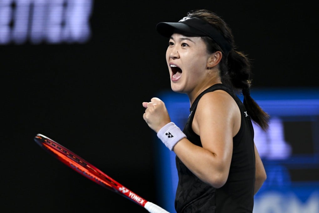 Zhu Lin of China reacts during her 4th round match against Victoria Azarenka of Belarus at the 2023 Australian Open. Photo: EPA-EFE