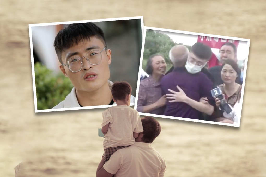 A 27-year-old Chinese man who was abducted by human traffickers as a two-year-old then adopted by billionaire foster parents has returned to his birth parents, who turned out to be multimillionaires, after quarter of a century. Photo: SCMP composite