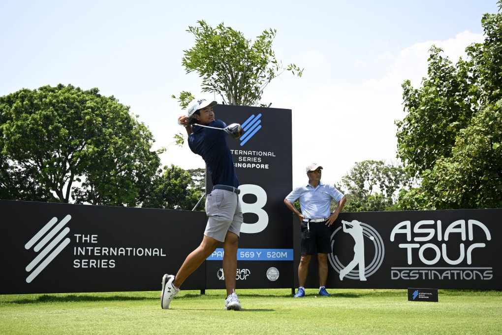 Taichi Kho tees off during a practice round ahead of the International Series Singapore in August, 2022. Photo: Asian Tour.