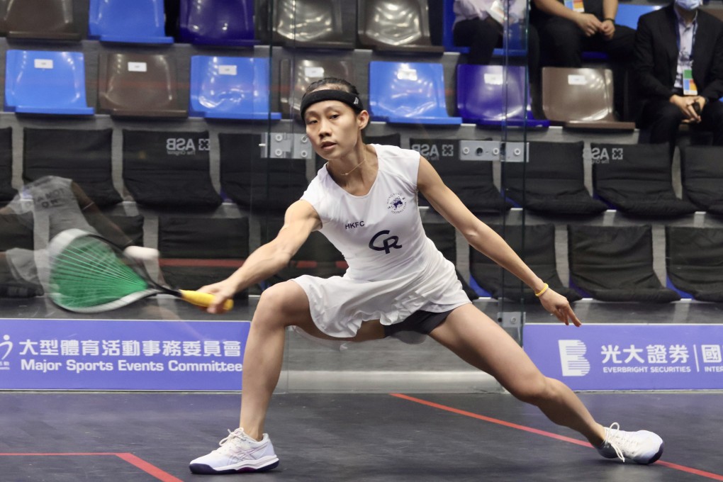 Ho Tze-lok during the first round of the 2022 Hong Kong Squash Open. Photo: Shirley Chui