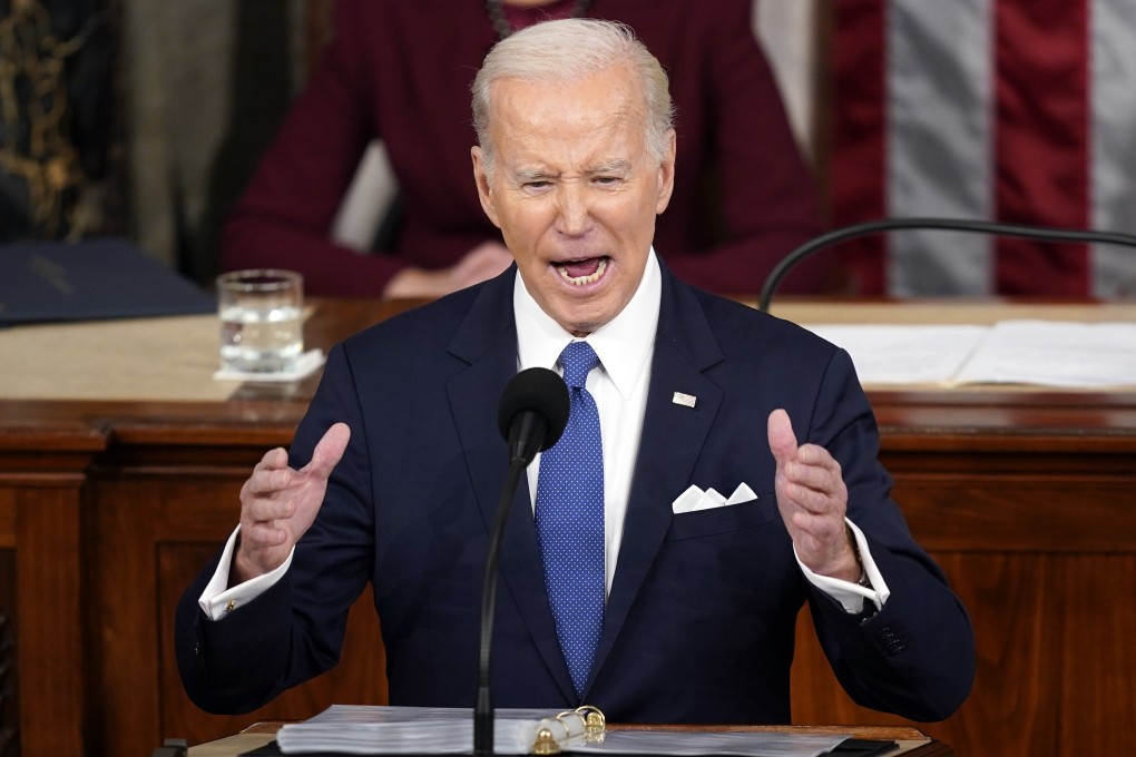President Joe Biden delivers the State of the Union address to a joint session of Congress in Washington. Photo: AP