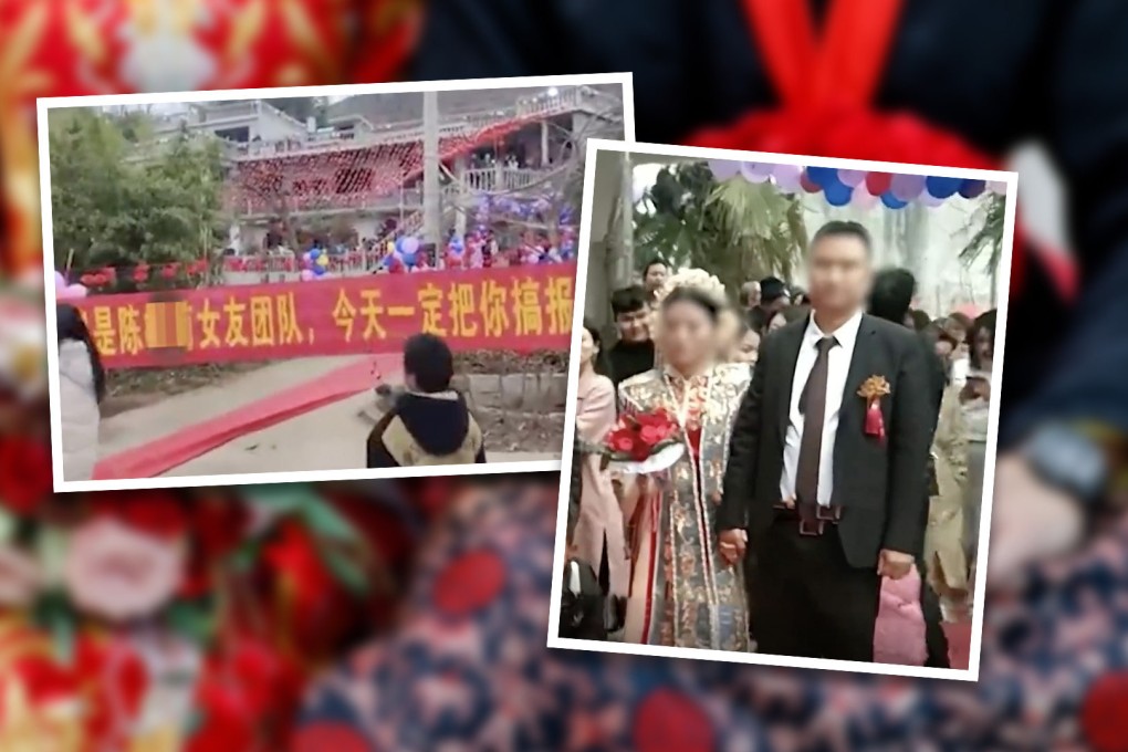 After the incident, a chastised groom says he is sorry for his past treatment of women and cautioned other men about cheating. Photo: SCMP composite/handout