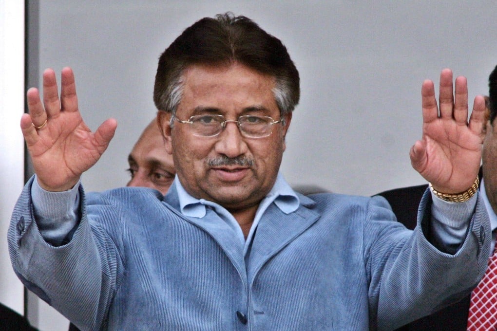 Pakistan’s then president, Pervez Musharraf, waves to the crowd during a cricket match between Pakistan and India in 2006. Photo: AFP