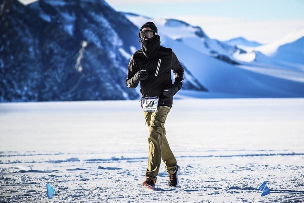 Dhananjay Yellurkar, who suffered a heart attack at 46 and underwent open heart surgery, takes part in the 2018 Antarctic Ice Marathon. Photo: Mark Conlon/Antarctic Ice Marathon