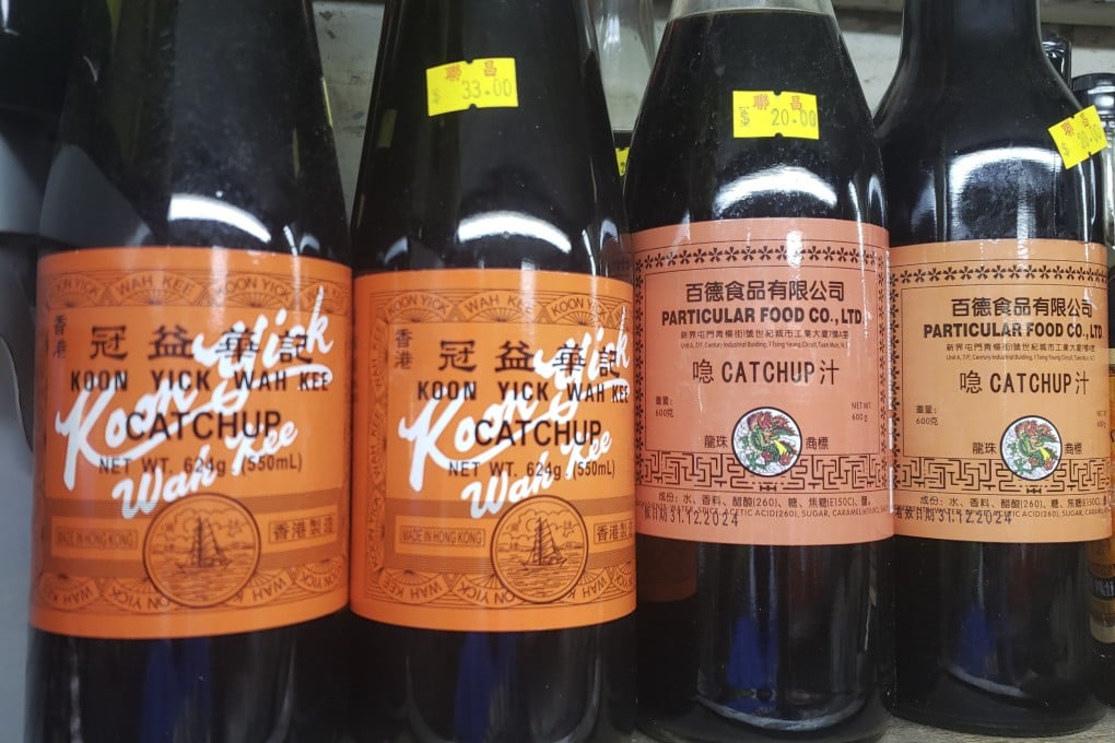 Hong Kong-style variants of foreign foodstuffs are readily recognisable, quirkily distinctive features of local life. Koon Yick Wah Kee’s Catchup (left) and Particular Food Co. Ltd’s Catchup on sale in a shop. Photo: Jason Wordie