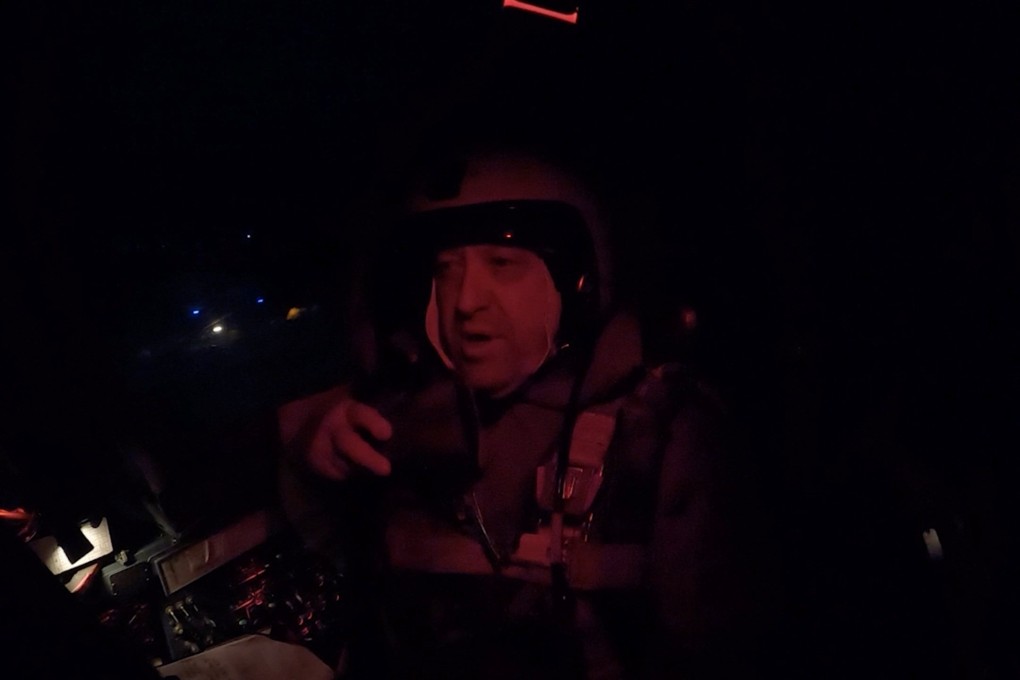 The founder of Russia’s Wagner mercenary group Yevgeny Prigozhin inside a cockpit of a bomber plane over an unidentified location. File photo: Concord via Reuters