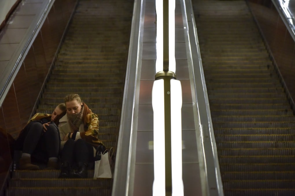 People take shelter in a subway station during an air raid alert in Kyiv, Ukraine, on Friday. Ukraine’s Air Force confirmed the downing of 61 out of 71 Russian missiles launched across the country. Photo: EPA-EFE