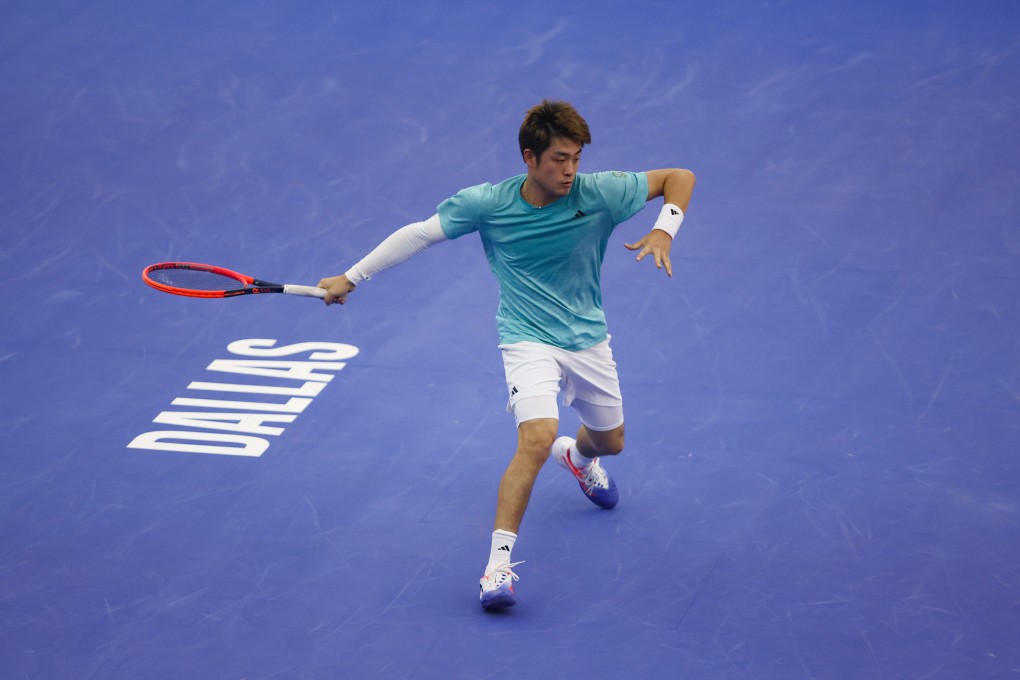 Wu Yibing hits a forehand during the Dallas Open on Saturday at the Styslinger/Altec Tennis Complex in Dallas, Texas. Photo: Getty Images