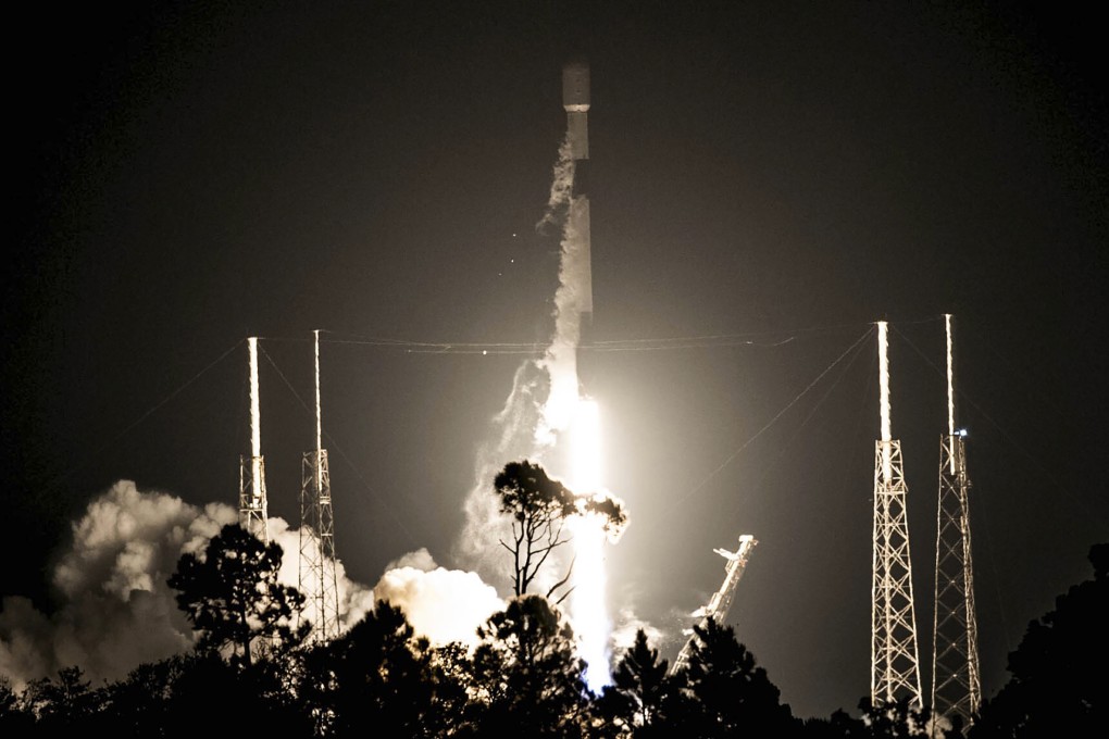 A SpaceX Falcon 9 rocket lifts off from Cape Canaveral Space Force Station in Florida, US on Sunday. Photo: Florida Today via AP