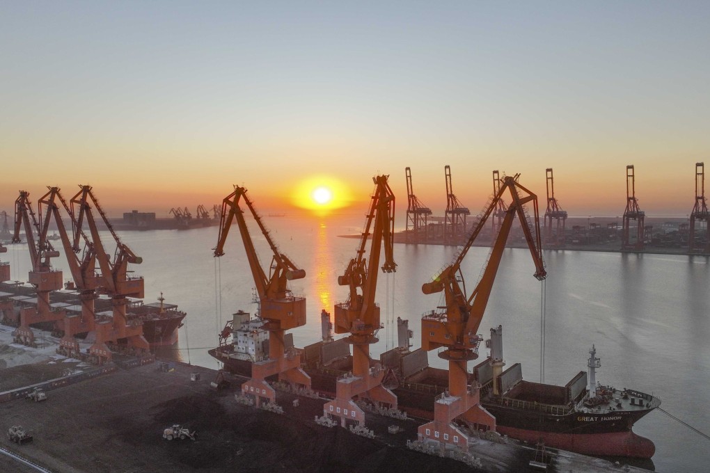 Sunrise at the Jingtang port area at Tangshan Port in northern China’s Hebei province on January 17. Given the grim global outlook, exports cannot be expected to be a major driver of China’s growth this year, despite making an important contribution in 2022. Photo: Xinhua