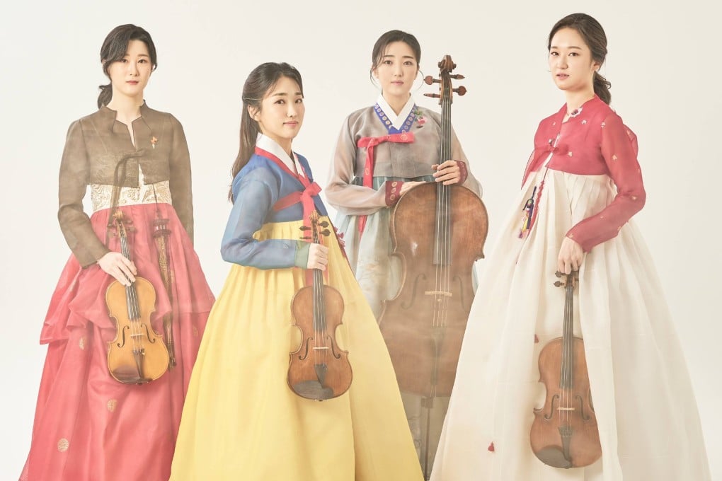 Posed in traditional Korean dress, the Esmé Quartet, comprising four women musicians from South Korea, will make their Hong Kong debut with a string quartet recital on February 28 as part of the 2023 Hong Kong Arts Festival. Photo: Piljoo Hwang