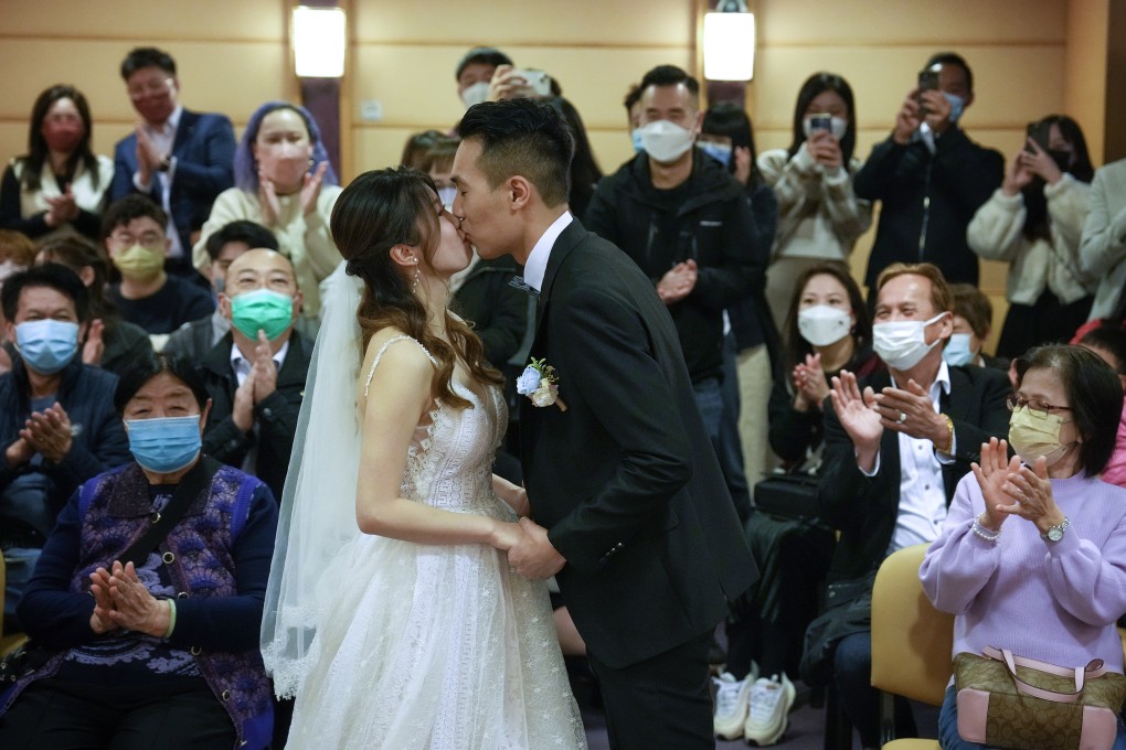 Mr and Mrs Lee tied the knot on Valentine’s Day in Tsim Sha Tsui. There were 248 weddings on the day of love this year. Photo: Elson Li