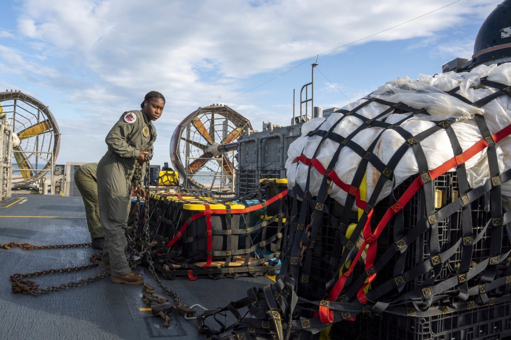 An American sailor prepares material recovered in the Atlantic Ocean from a high-altitude balloon the US shot down on February 4. Photo: EPA-EFE via US Navy handout