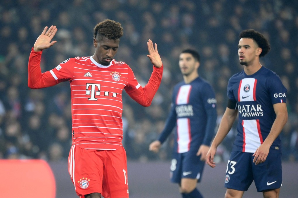 Bayern Munich’s French forward Kingsley Coman refuses to celebrate after scoring against Paris Saint-Germain during the first leg of the Uefa Champions League round of 16 first leg at the Parc des Princes. Photo: AFP