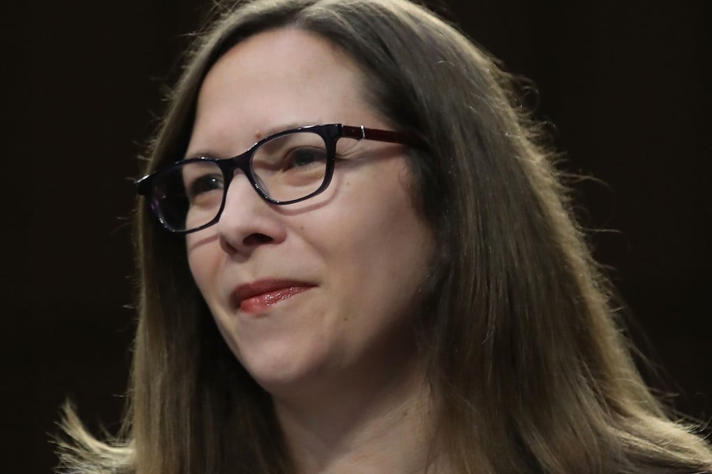 Laura Rosenberger, director of the Alliance for Securing Democracy at the German Marshall Fund of the United States, attends a Senate Intelligence Committee hearing on Capitol Hill in August 2018. Photo: AFP