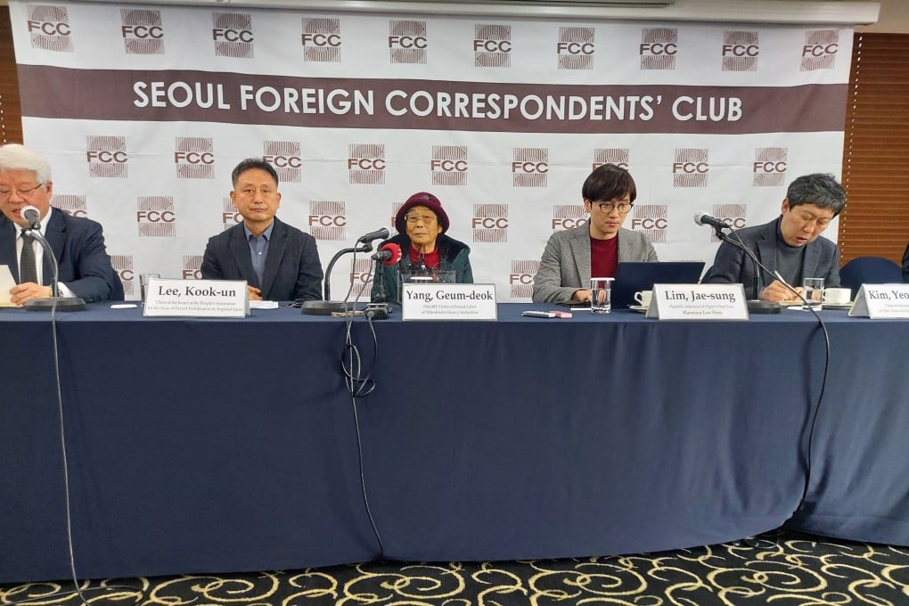 Plaintiffs in the Korean war victims’ case speak at Seoul Foreign Correspondents’ Club on February 16, 2023. Photo: Park Chan-kyong