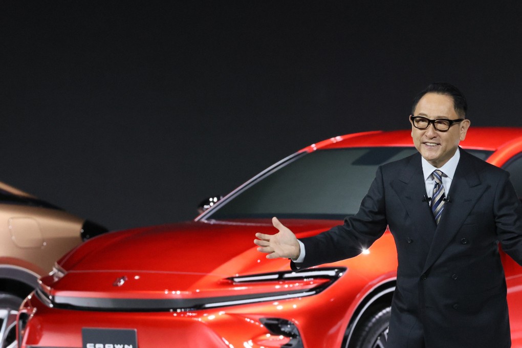 Toyota president Akio Toyoda presents new models at an event in July 22. His company and other Japanese carmakers risk losing out to China in the market for electric vehicles. Photo: Getty Images