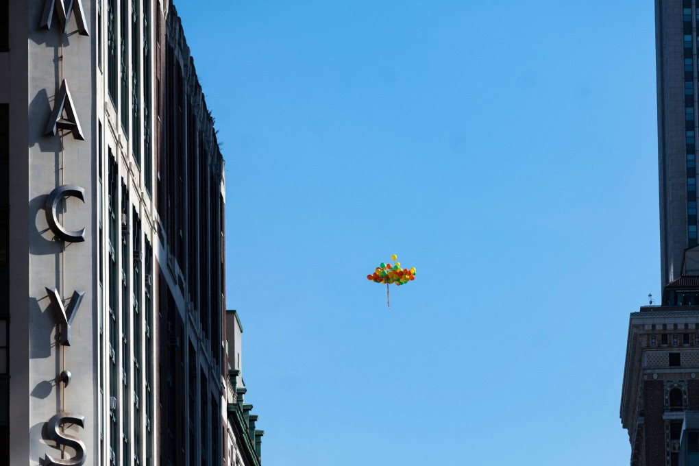 A set of balloons fly in the air over New York City on November 24, 2022. After a Chinese balloon spotted drifting over US airspace was shot down in early February, other nations have reported similar intrusions by balloons. Photo: AFP