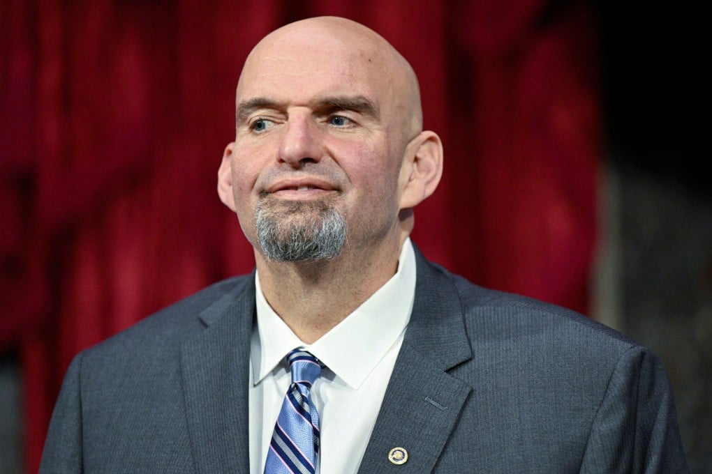 US Senator John Fetterman is ceremonially sworn into office in the Old Senate Chamber in Washington in January. Photo: Reuters
