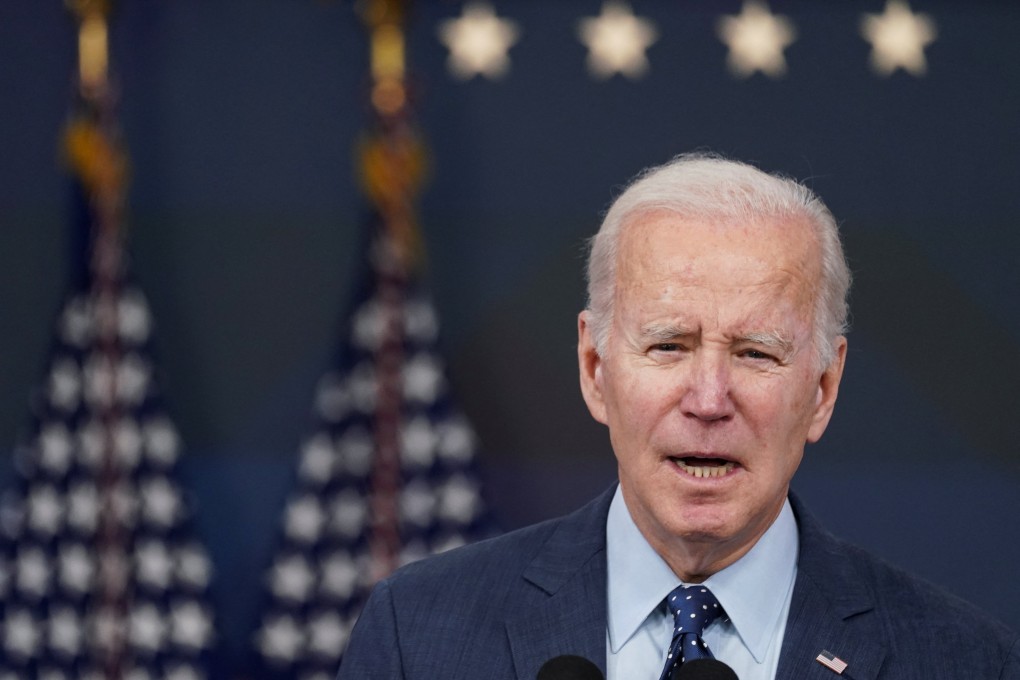 US President Joe Biden speaks about a high-altitude Chinese balloon and three other aerial objects recently shot down by American fighter jets, in Washington on Thursday. Photo: Reuters