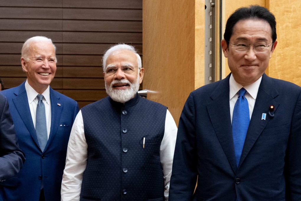 From the left, US President Joe Biden, Indian Prime Minister Narendra Modi and Japanese Prime Minister Fumio Kishida, at the Quad Leaders Summit in Tokyo, on May 24, 2022. Photo: AFP