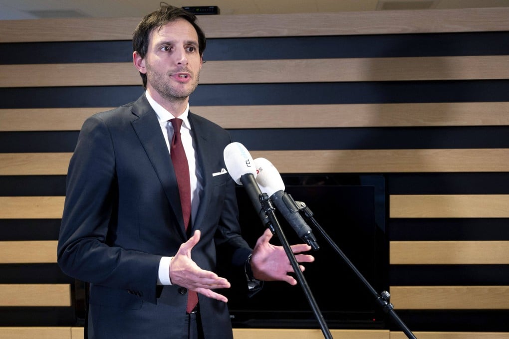 The Netherlands’ Foreign Minister Wopke Hoekstra speaks at Schiphol Airport in Amsterdam on Saturday. Photo: ANP / AFP