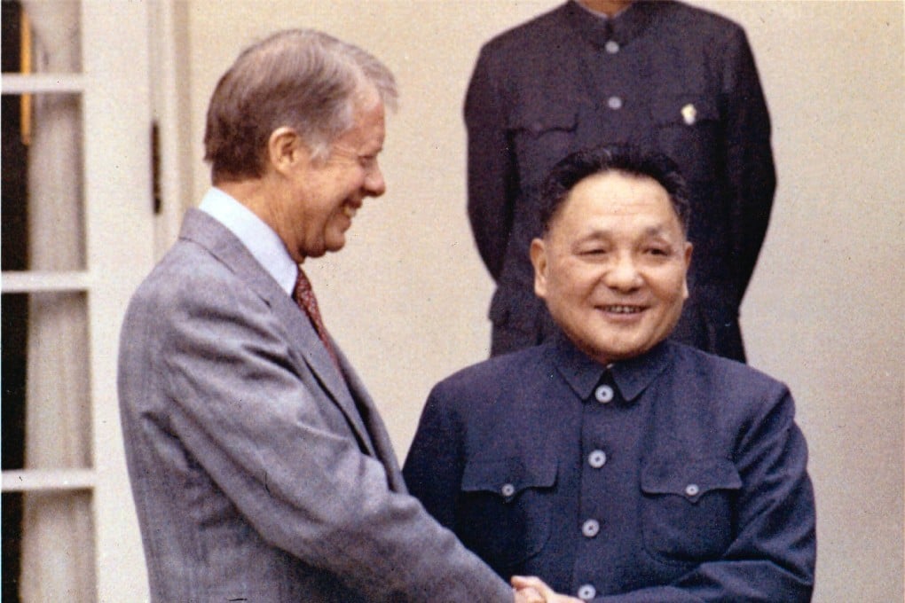 Former US president Jimmy Carter (left) greets Deng Xiaoping outside the Oval Office of the White House on January 28, 1979. Photo: AP