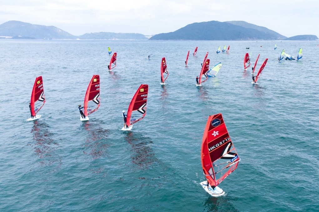 Due to the light wind at Shek O, only two races were held today on the final leg of the Hong Kong windsurfing circuit. Photo: Windsurfing Association of Hong Kong