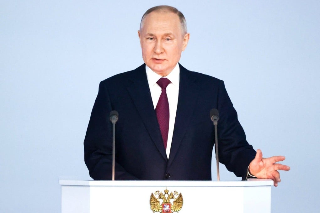Russian President Vladimir Putin delivering his annual address in Moscow. Photo: dpa