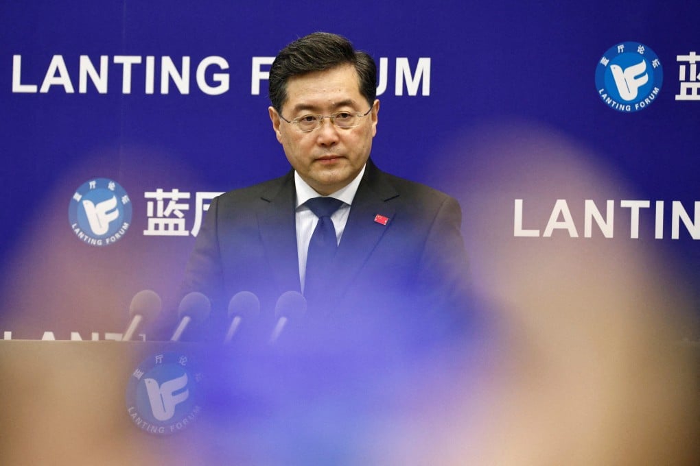 Chinese Foreign Minister Qin Gang speaks at a forum in Beijing on Tuesday. Photo: Reuters