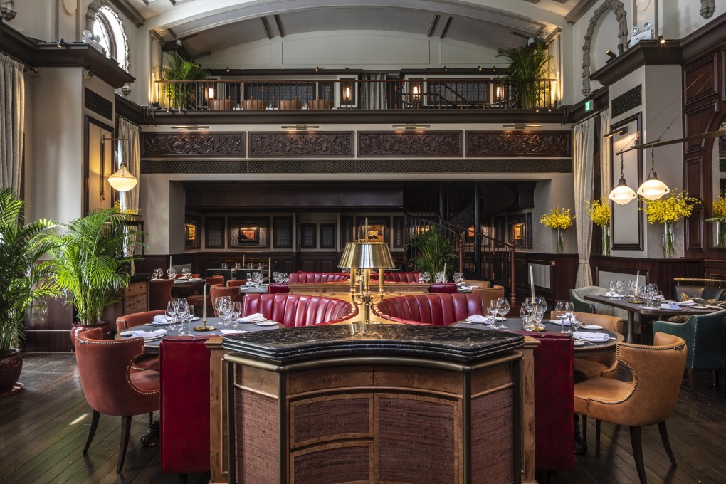 Materials used by Joyce Wang Design for The Magistracy, a restaurant in Hong Kong’s Central business district, have a stately presence: burred woods, marble, leather in a burgundy tone and brass table lamps. Photo: Edmon Leong