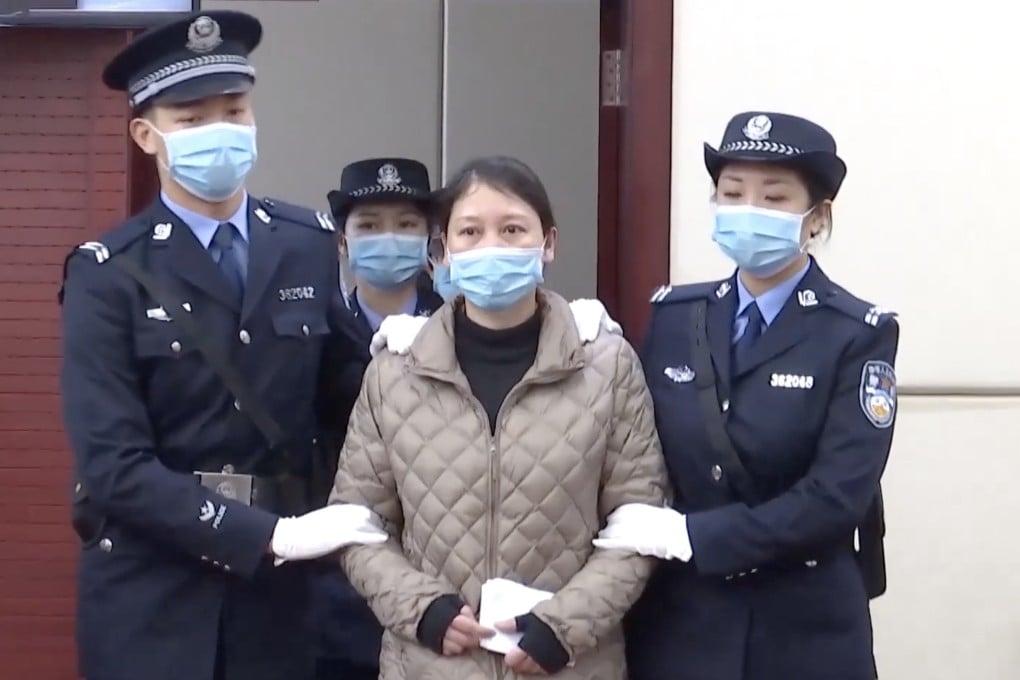 Lao Rongzhi at the Nanchang Intermediate People’s Court in December 2020. Public reaction to her trial has included denouncements of her defence lawyer. Photo: CCTV