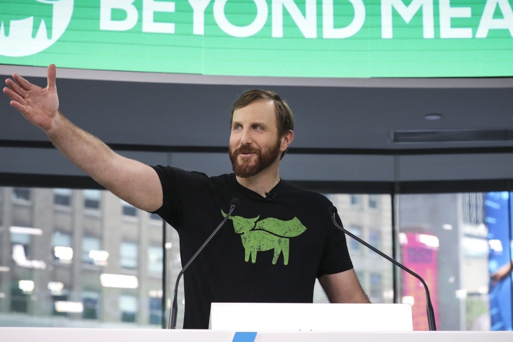 Beyond Meat CEO Ethan Brown speaks before ringing the opening bell at Nasdaq MarketSite in 2019 in New York City. Photo: Getty Images