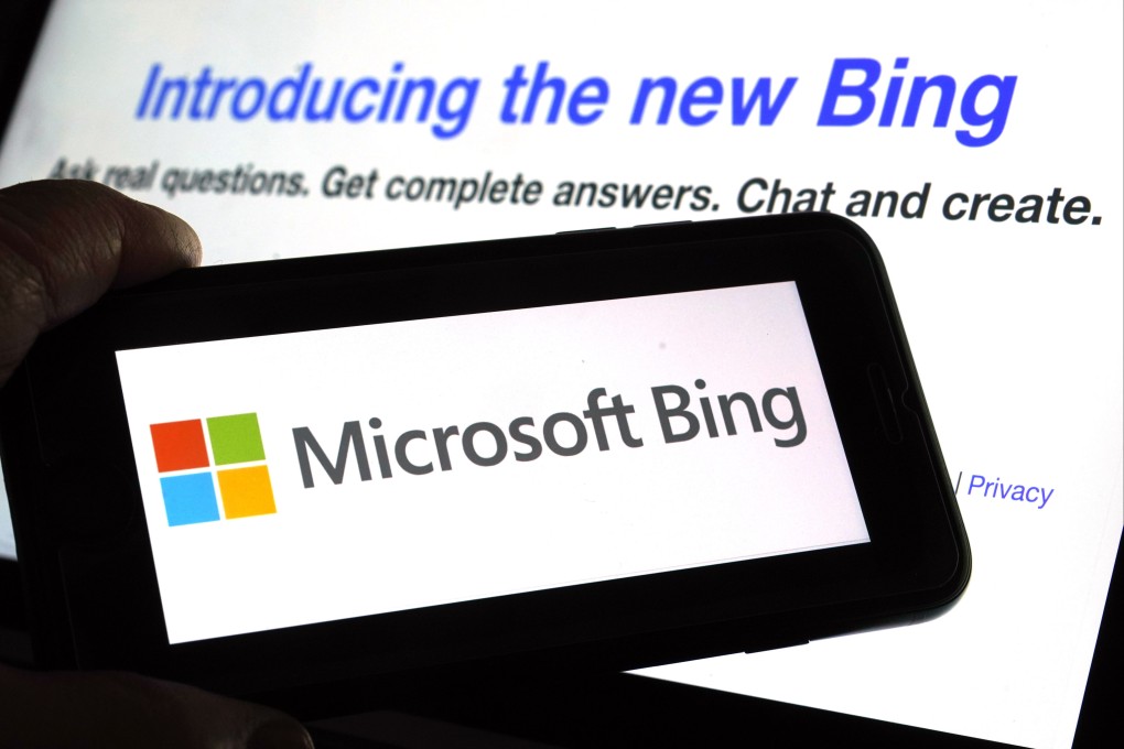 Microsoft Corp's Bing logo and the website’s page are shown in this photo taken in New York on February 7, 2023. Photo: AP