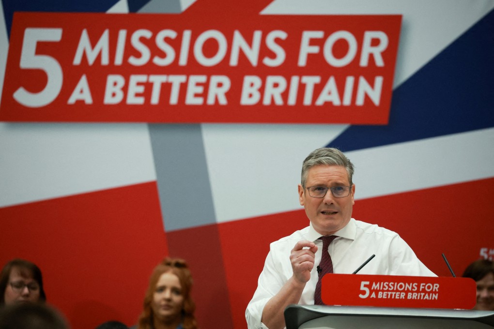 The leader of Britain’s Labour Party Keir Starmer announces his party’s policy pledges. Photo: Reuters