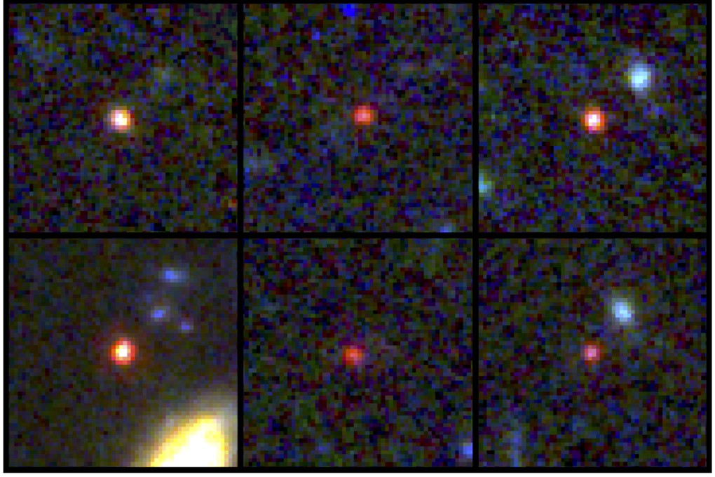 An images of huge galaxies, seen 500-800 million years after the Big Bang. Photo: Nasa via AP