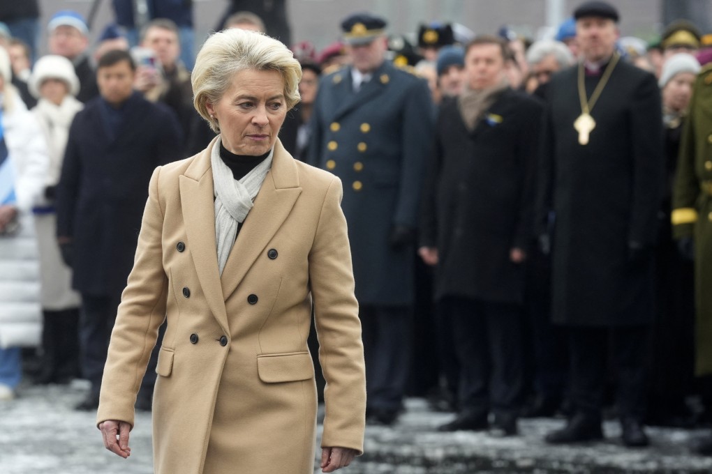 European Commission President Ursula von der Leyen implied in Tallinn, Estonia, on Friday that China was not a neutral party in the conflict. Photo: Reuters